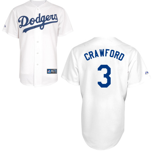Carl Crawford #3 MLB Jersey-L A Dodgers Men's Authentic Home White Baseball Jersey